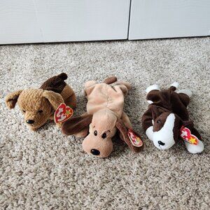 Ty Beanie Baby Bundle - Dogs Tuffy, Bones and Bruno